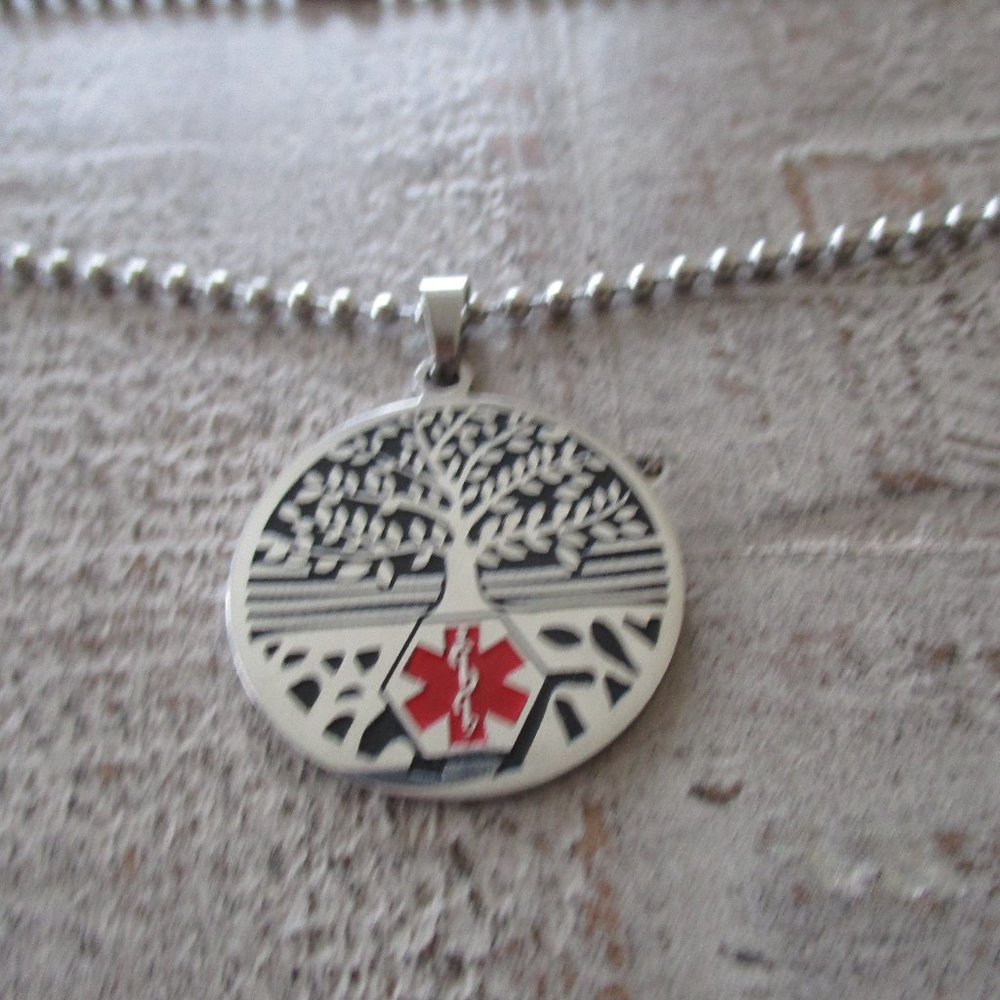Stainless Steel Engraved Medic Medical Alert ID Necklace High Blood Pressure
